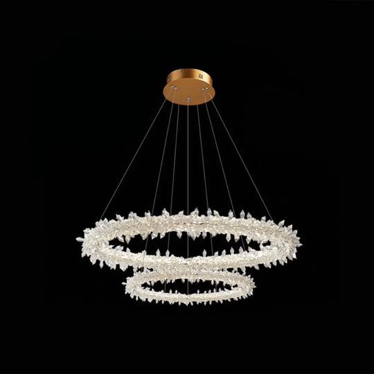 Crystal Flower Chandelier Light For Modern Living Rooms Clear / 16’ + 23.5’