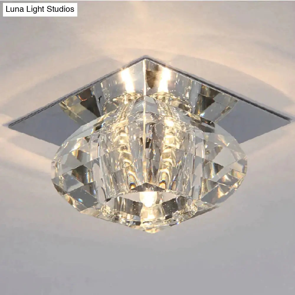 Crystal Flush Mount Ceiling Light Modern Fixtures For Hallway Dining Room Bedroom Kitchen