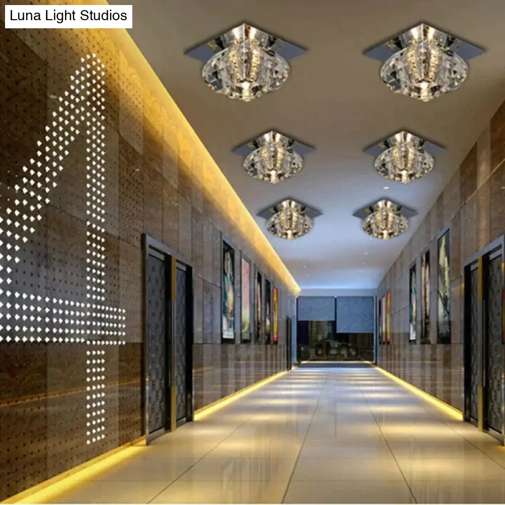 Crystal Flush Mount Ceiling Light Modern Fixtures For Hallway Dining Room Bedroom Kitchen