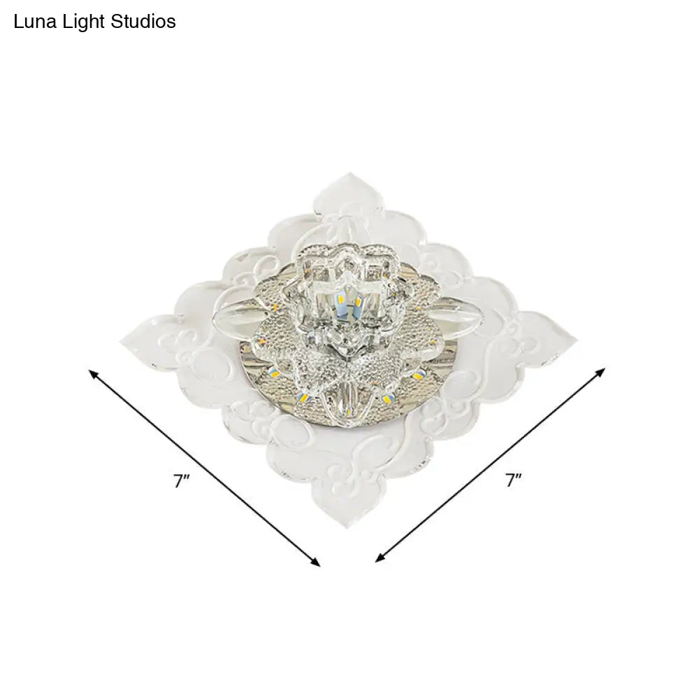 Crystal Flush Mount Led Lamp For Corridor - Elegant Ceiling Light