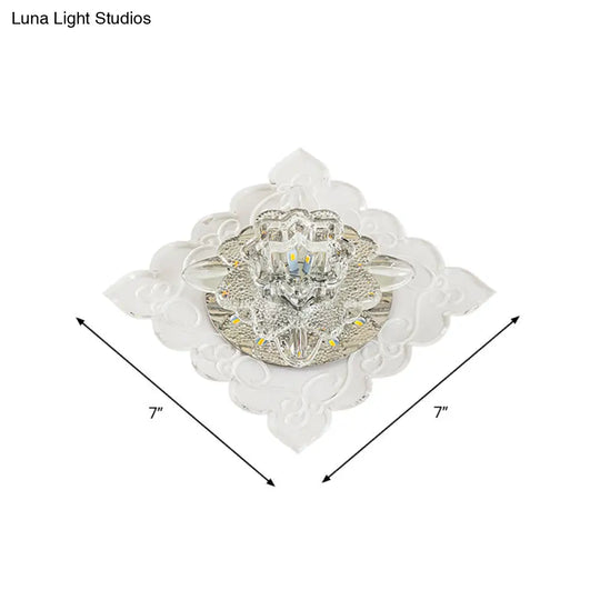 Crystal Flush Mount Led Lamp For Corridor - Elegant Ceiling Light