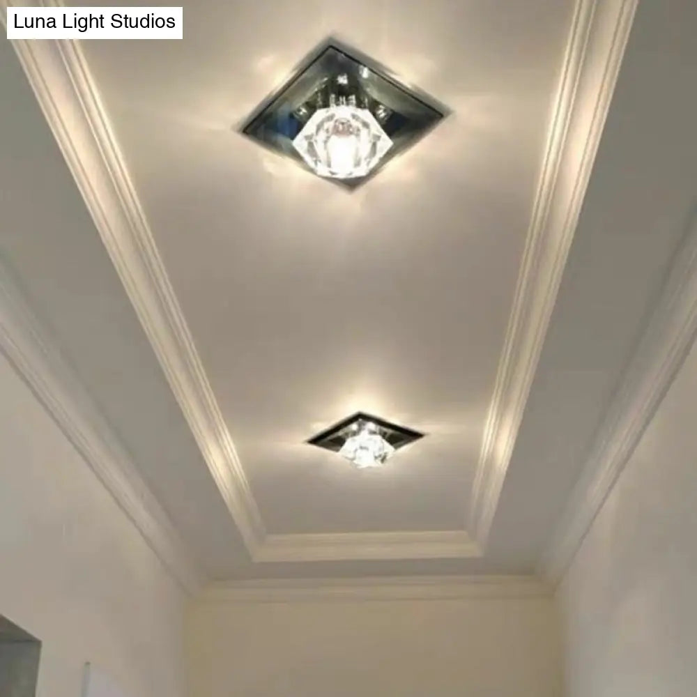 Crystal Gem Led Ceiling Light For Foyers And Hallways - Simple Stylish Flush Mount