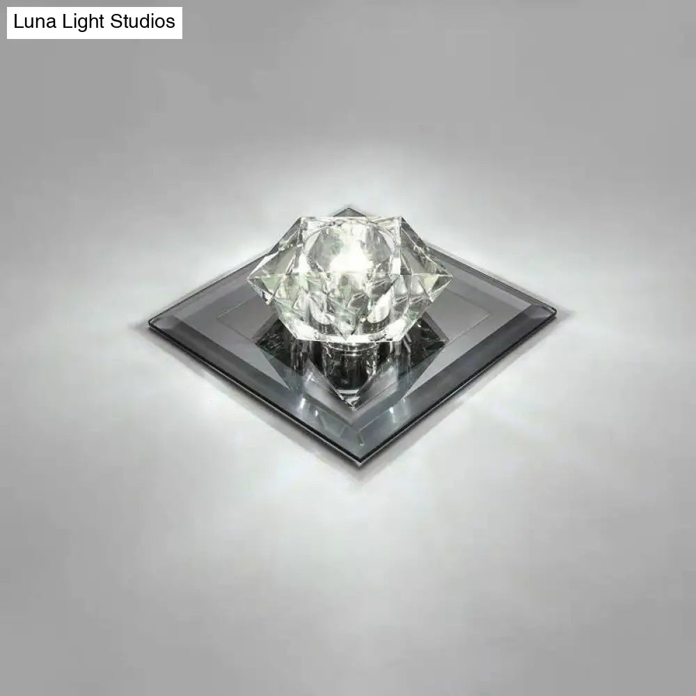 Crystal Gem Led Ceiling Light For Foyers And Hallways - Simple Stylish Flush Mount Black / 5.5 White