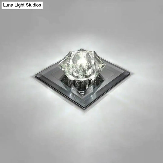 Crystal Gem Led Ceiling Light For Foyers And Hallways - Simple Stylish Flush Mount Black / 5.5 White