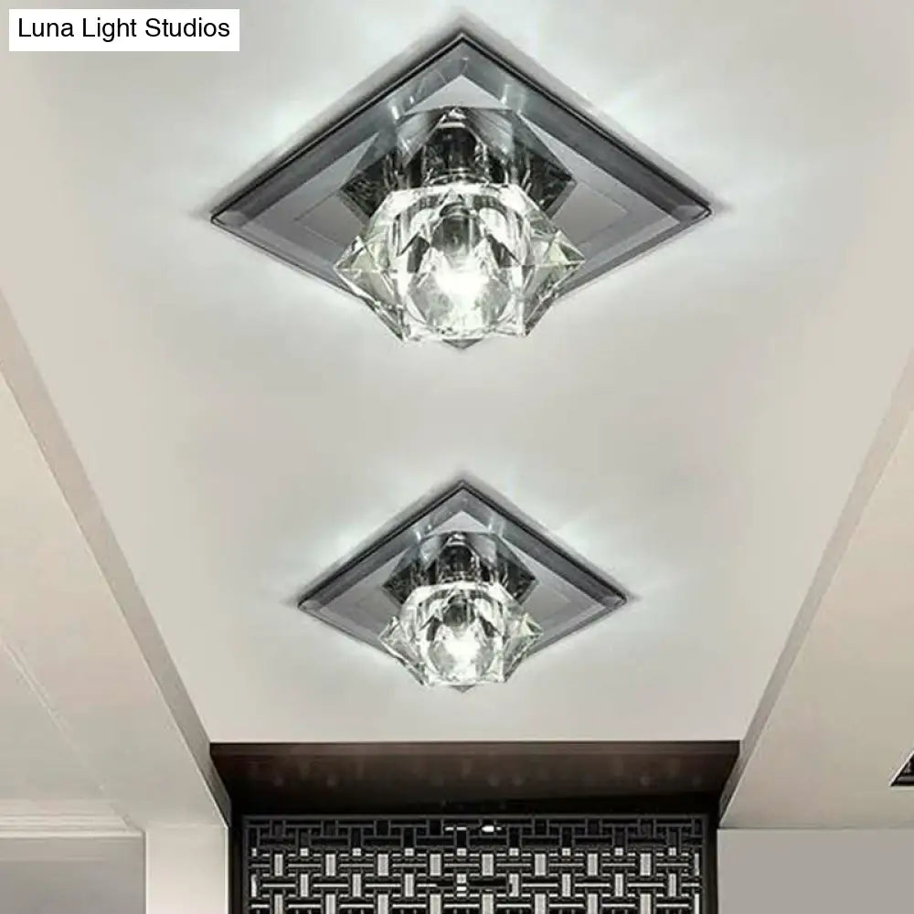 Crystal Gem Led Ceiling Light For Foyers And Hallways - Simple Stylish Flush Mount