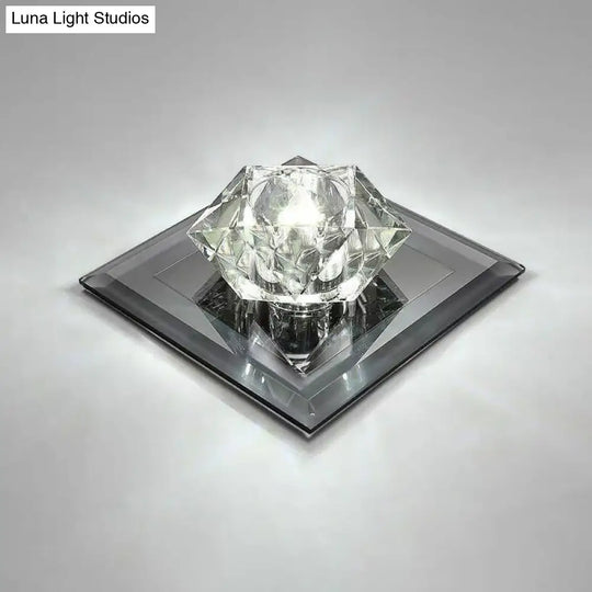 Crystal Gem Led Ceiling Light For Foyers And Hallways - Simple Stylish Flush Mount Black / 7 White