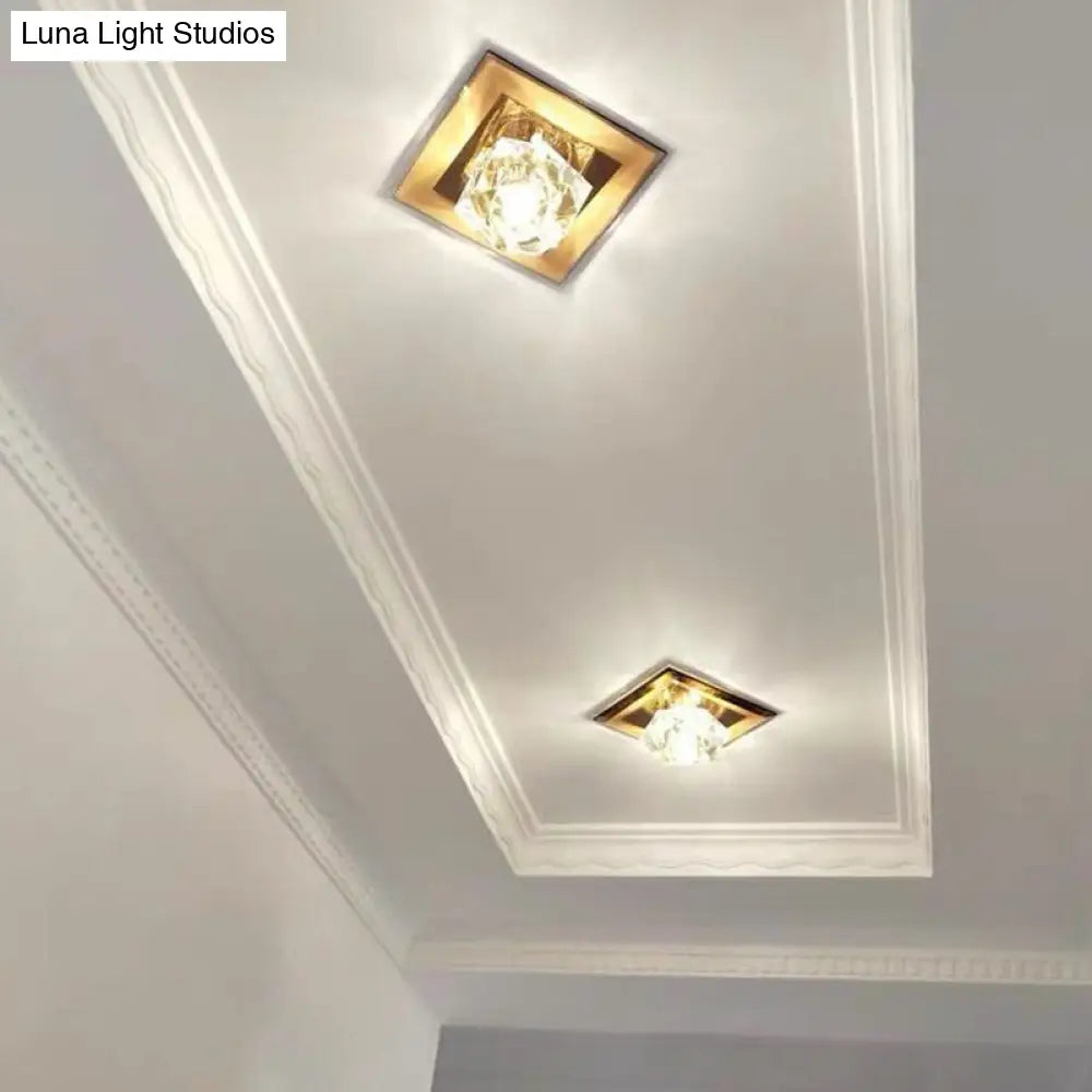 Crystal Gem Led Ceiling Light For Foyers And Hallways - Simple Stylish Flush Mount