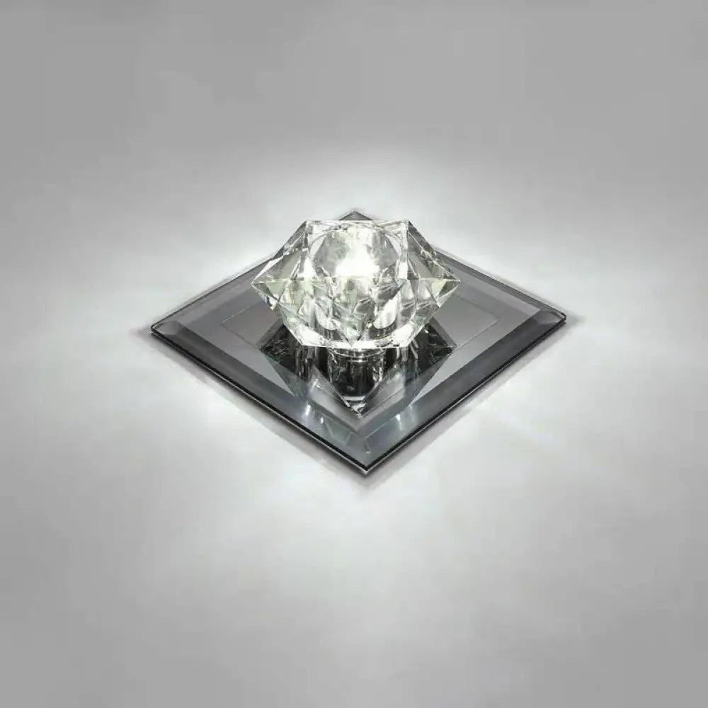 Crystal Gem Led Ceiling Light For Foyers And Hallways - Simple Stylish Flush Mount Black / 5.5’