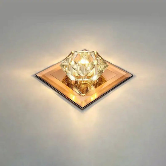 Crystal Gem Led Ceiling Light For Foyers And Hallways - Simple Stylish Flush Mount Tan / 5.5’ Warm