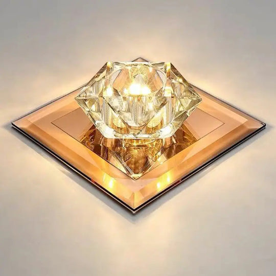 Crystal Gem Led Ceiling Light For Foyers And Hallways - Simple Stylish Flush Mount Tan / 7’ Warm