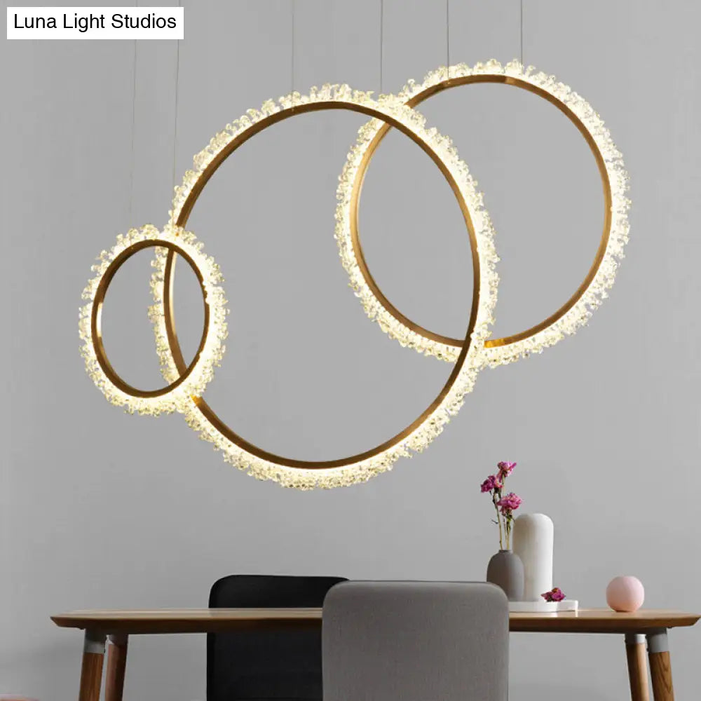 Modern Crystal Led Ring Chandelier Pendant Light In Multiple Sizes And Colors