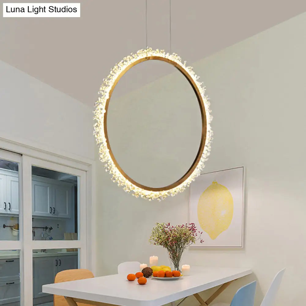 Crystal Golden Led Ring Chandelier Pendant Light - 16’/23.5’/31.5’ Diameter