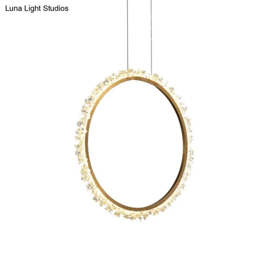 Crystal Golden Led Ring Chandelier Pendant Light - 16’/23.5’/31.5’ Diameter