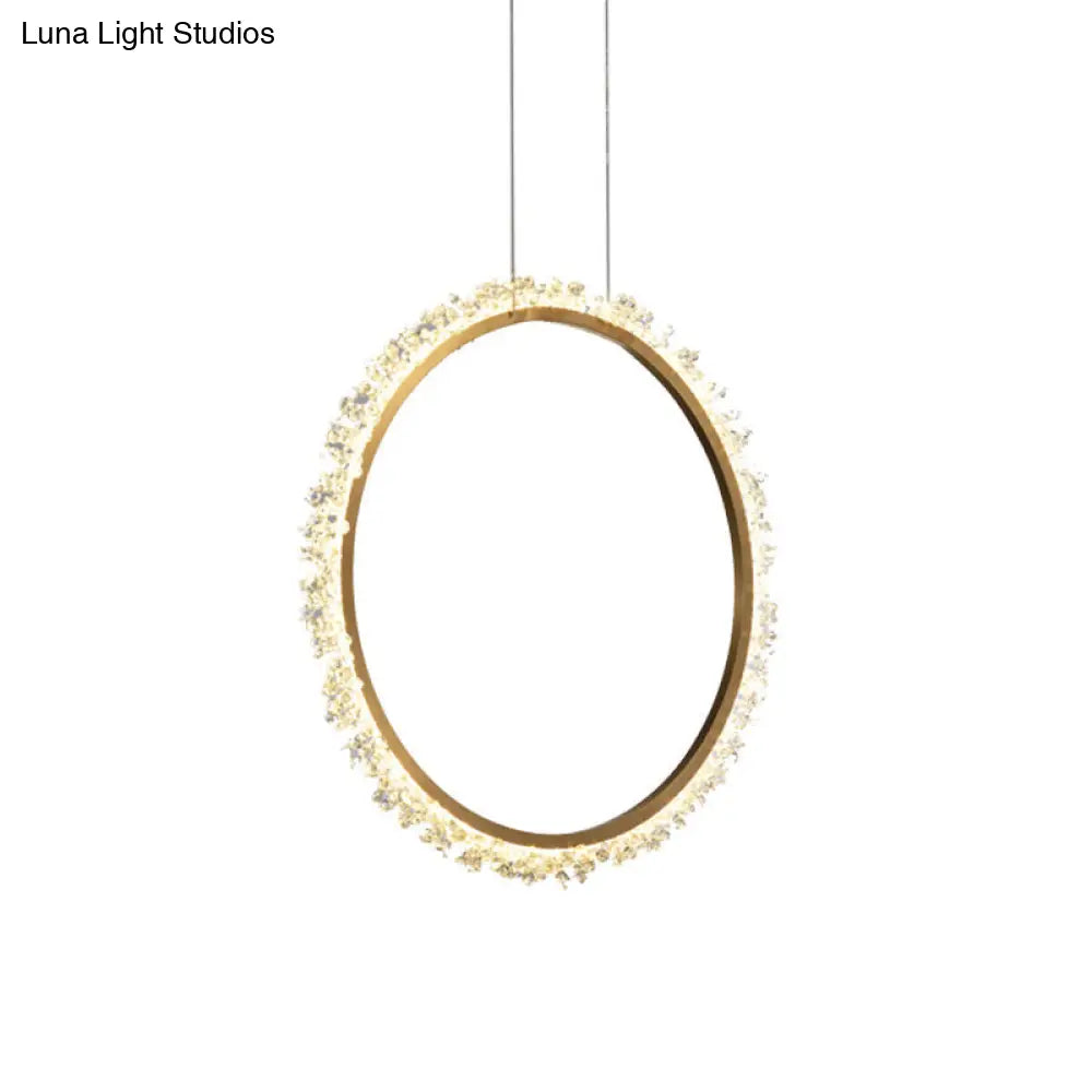 Modern Crystal Led Ring Chandelier Pendant Light In Multiple Sizes And Colors