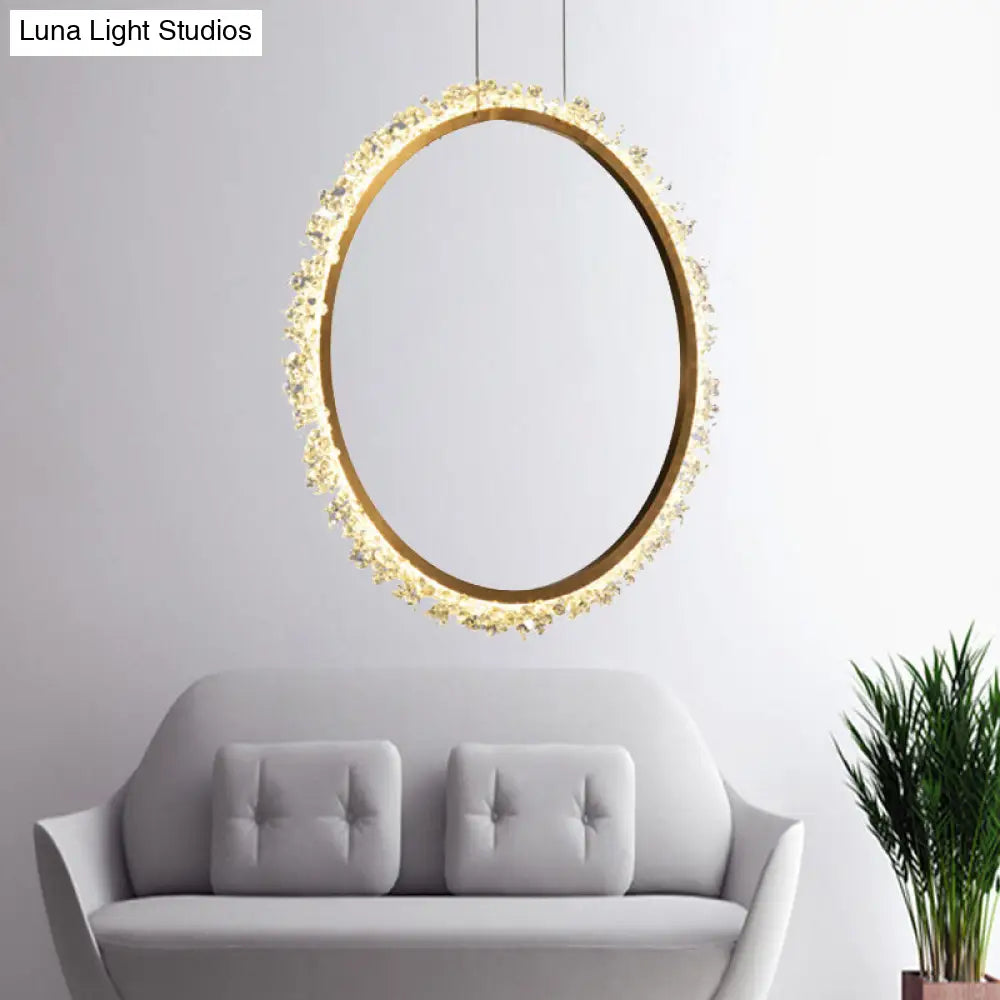 Modern Crystal Led Ring Chandelier Pendant Light In Multiple Sizes And Colors Gold / 31.5 Natural