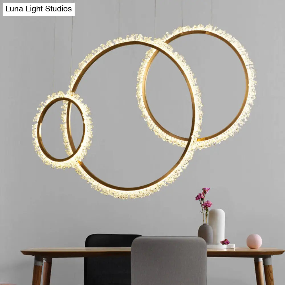 Crystal Golden Led Ring Chandelier Pendant Light - 16’/23.5’/31.5’ Diameter