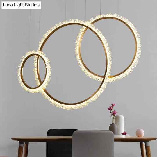 Crystal Golden Led Ring Chandelier Pendant Light - 16’/23.5’/31.5’ Diameter