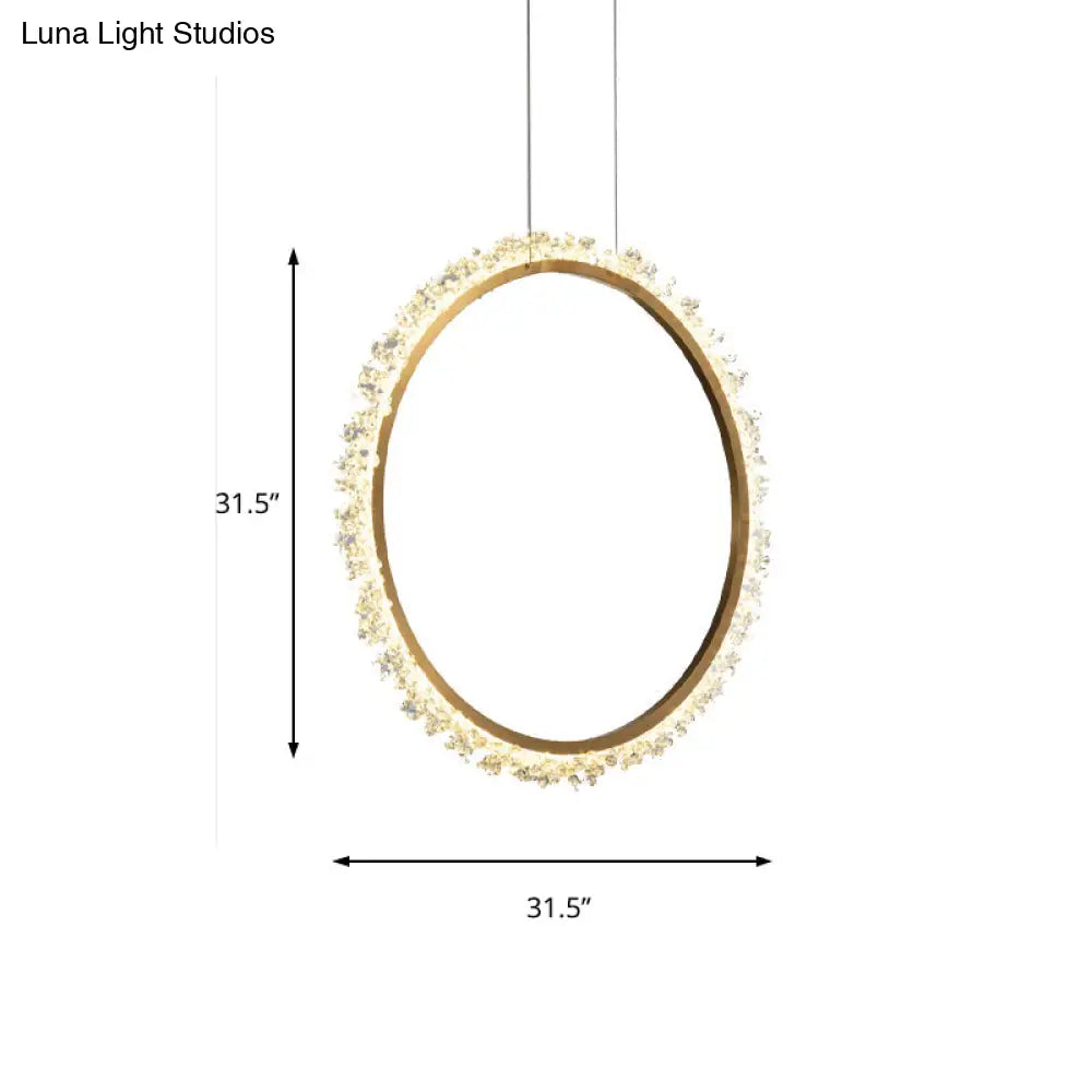 Crystal Golden Led Ring Chandelier Pendant Light - 16’/23.5’/31.5’ Diameter