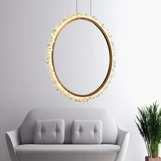 Crystal Golden Led Ring Chandelier Pendant Light - 16’/23.5’/31.5’ Diameter