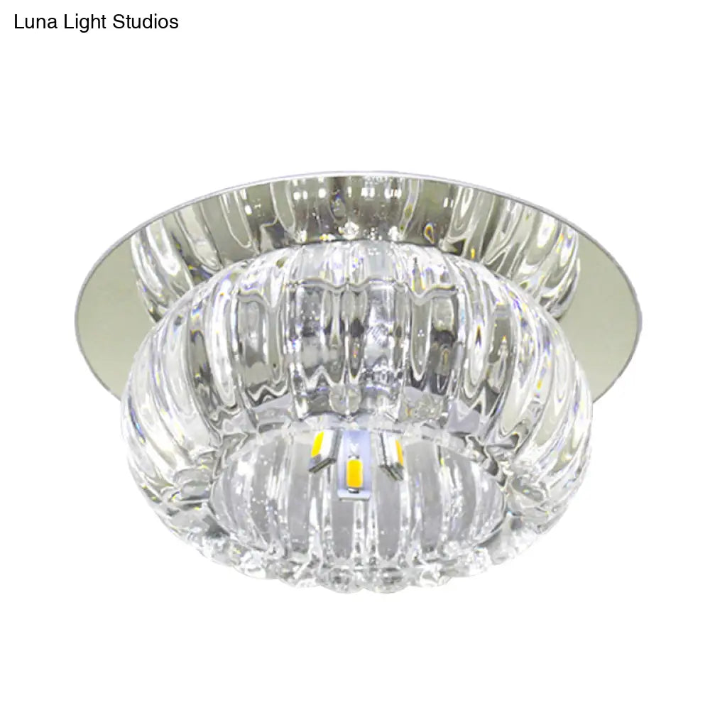 Crystal Led Balcony Flush Mount Spotlight - Fashionable Clear Prismatic Ceiling Lighting