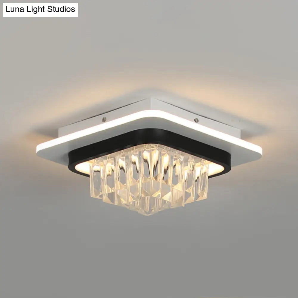 Crystal Led Ceiling Light Fixture In Black For Modern Corridors