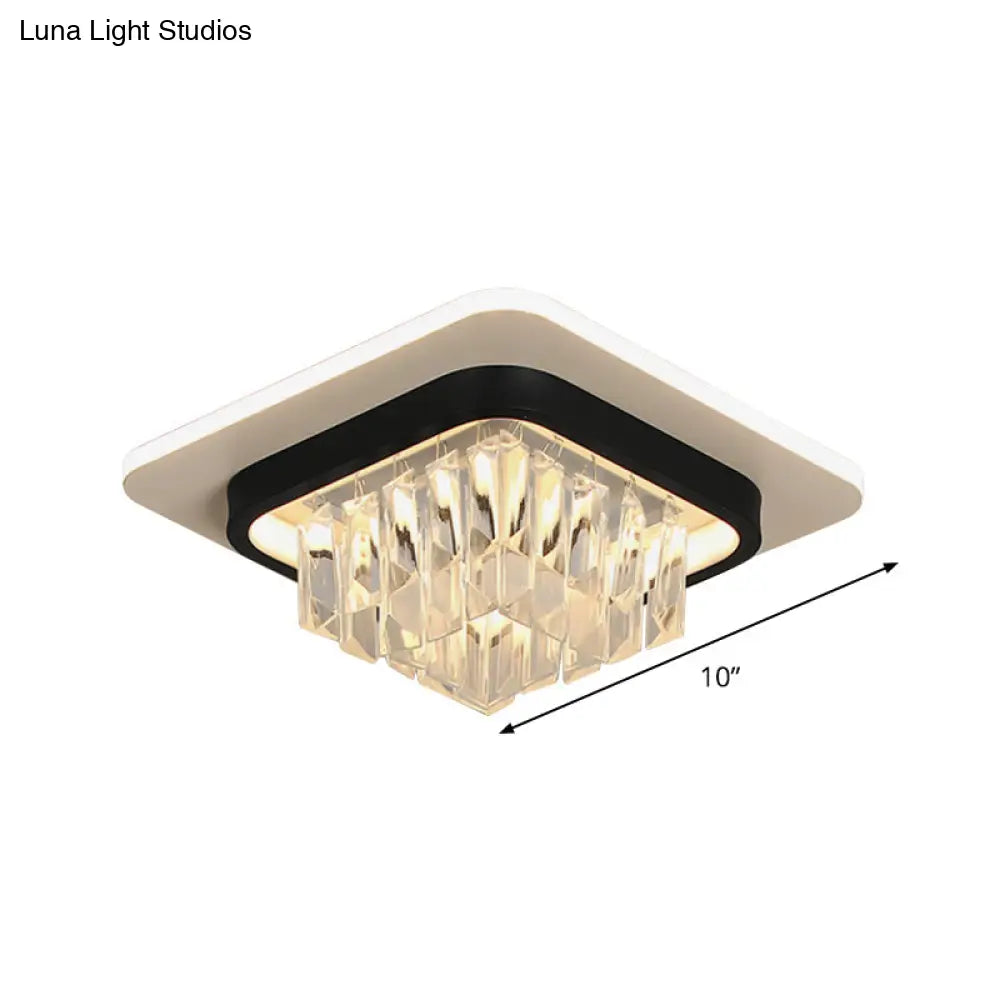 Crystal Led Ceiling Light Fixture In Black For Modern Corridors