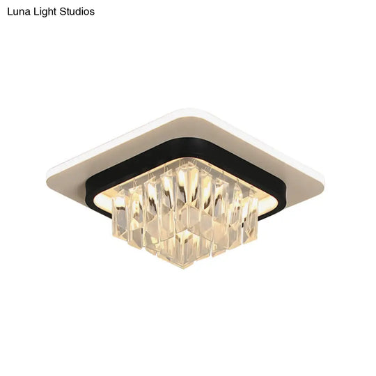 Crystal Led Ceiling Light Fixture In Black For Modern Corridors