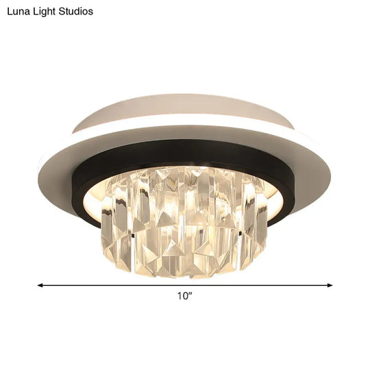 Crystal Led Ceiling Light Fixture In Black For Modern Corridors