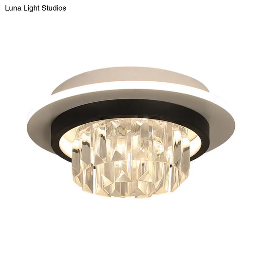 Crystal Led Ceiling Light Fixture In Black For Modern Corridors