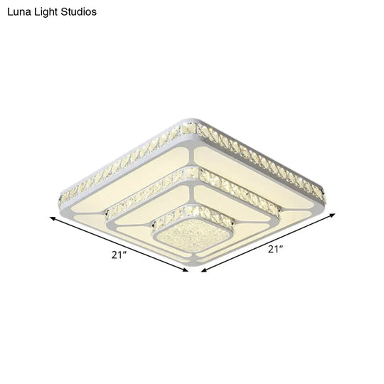 Crystal Led Close To Ceiling Light Flush Mount Fixture - Warm/White Option