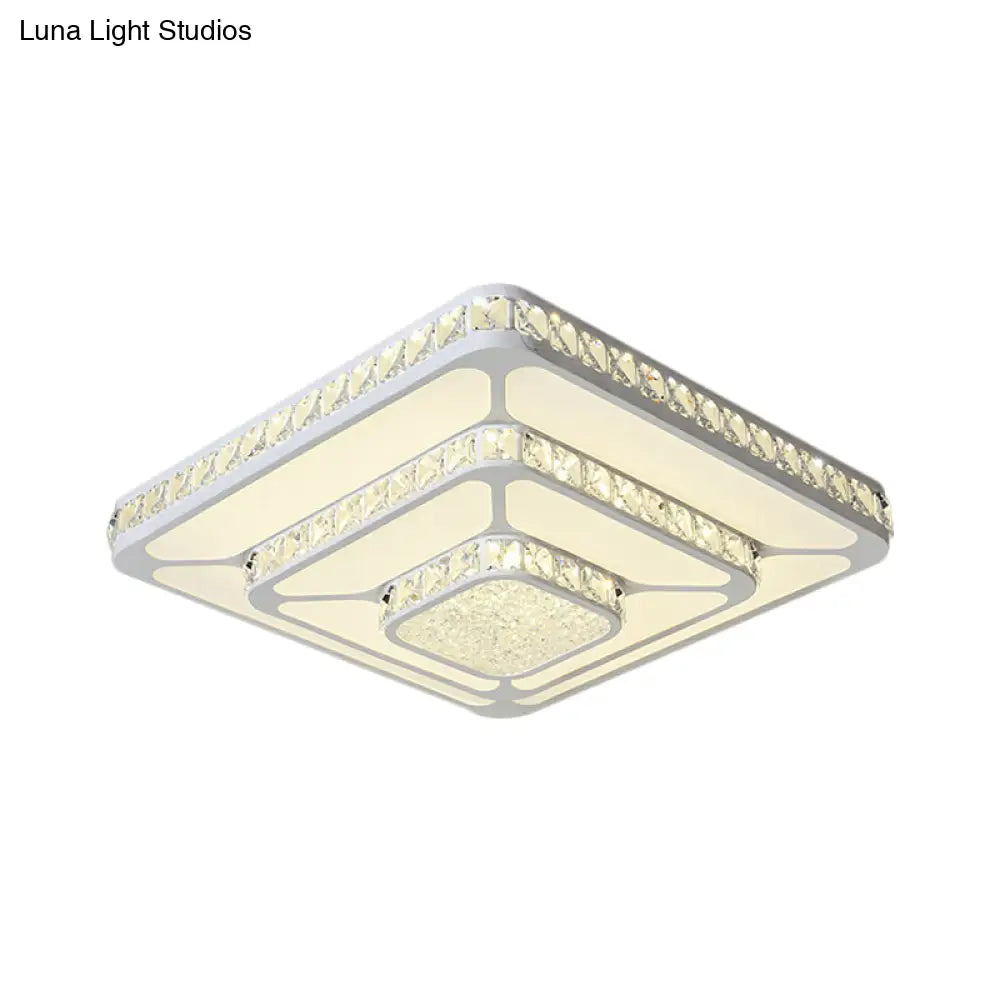 Crystal Led Close To Ceiling Light Flush Mount Fixture - Warm/White Option