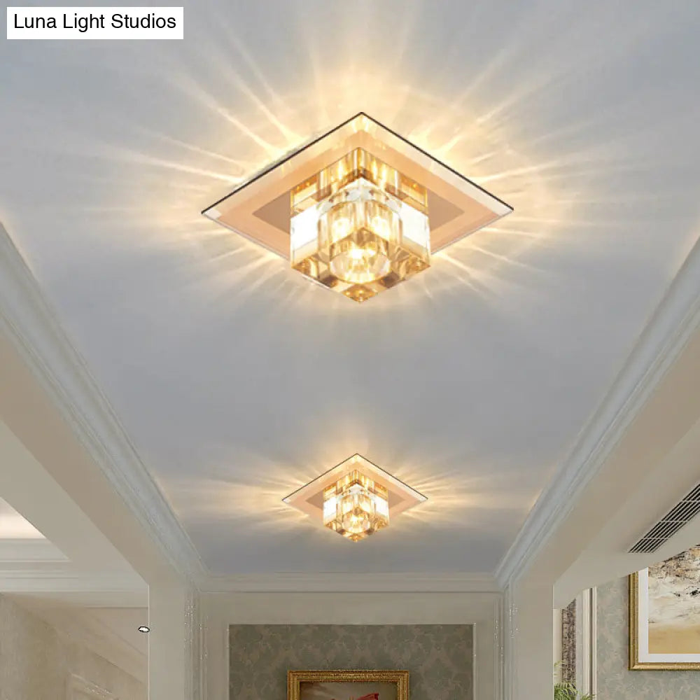 Crystal Led Flush Ceiling Light For Modern Entryways