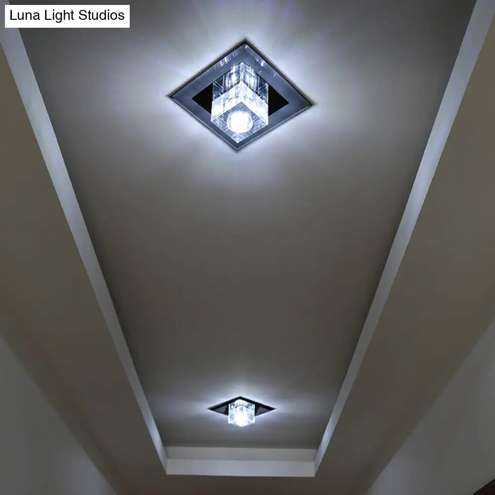 Crystal Led Flush Ceiling Light For Modern Entryways