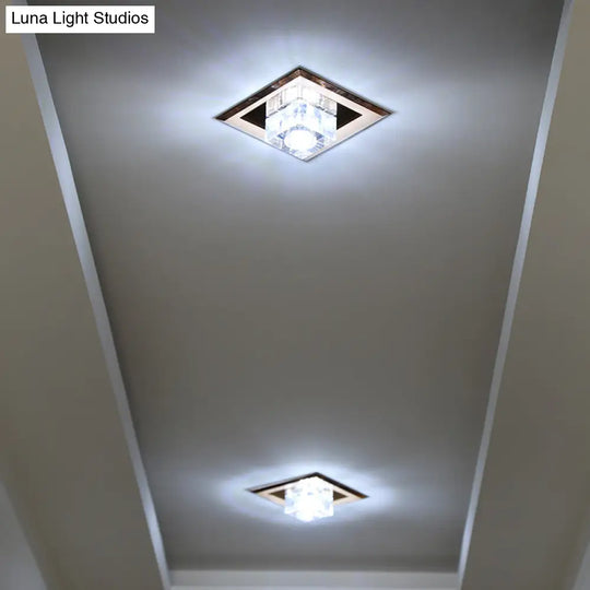 Crystal Led Flush Ceiling Light For Modern Entryways