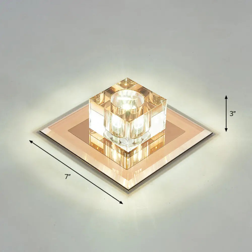 Crystal Led Flush Ceiling Light For Modern Entryways Tan / White