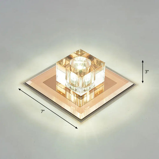 Crystal Led Flush Ceiling Light For Modern Entryways Tan / White