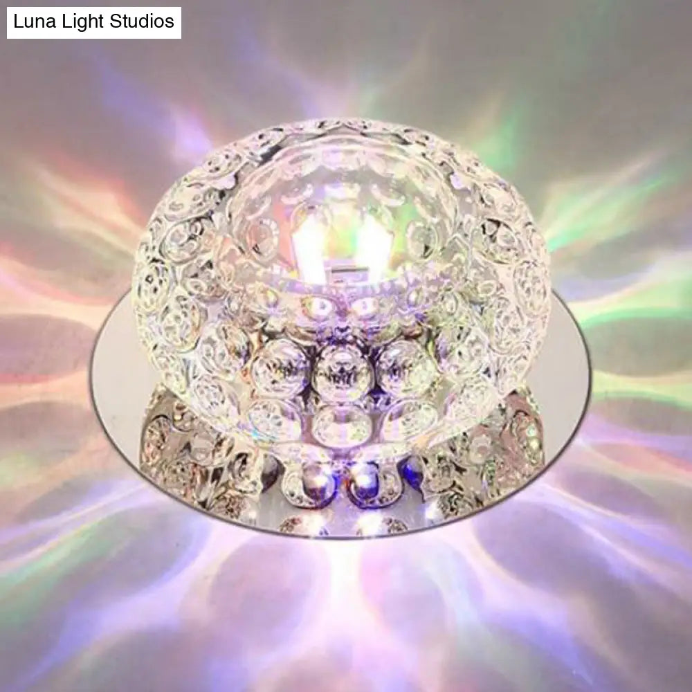 Crystal Led Flush Mount Ceiling Light - Contemporary Donut Design