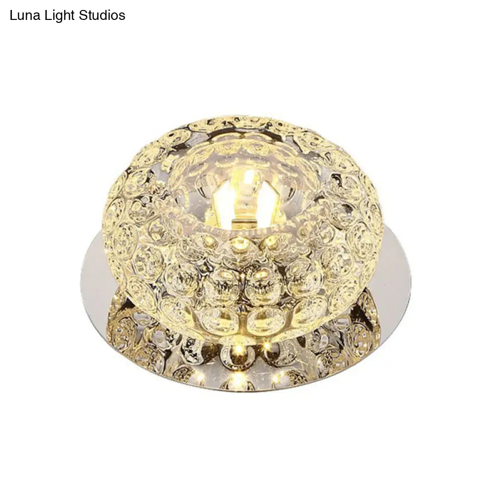 Crystal Led Flush Mount Ceiling Light - Contemporary Donut Design