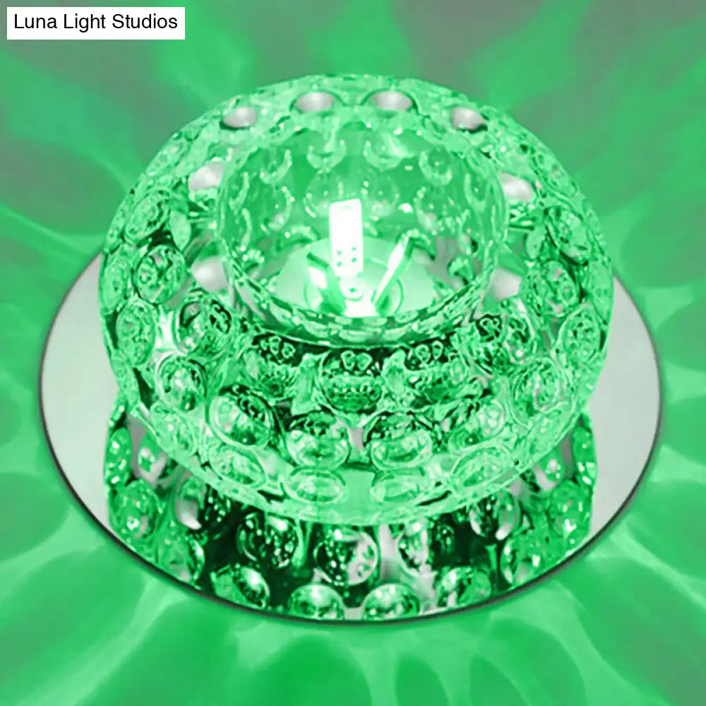 Crystal Led Flush Mount Ceiling Light - Contemporary Donut Design Clear / 3W Green