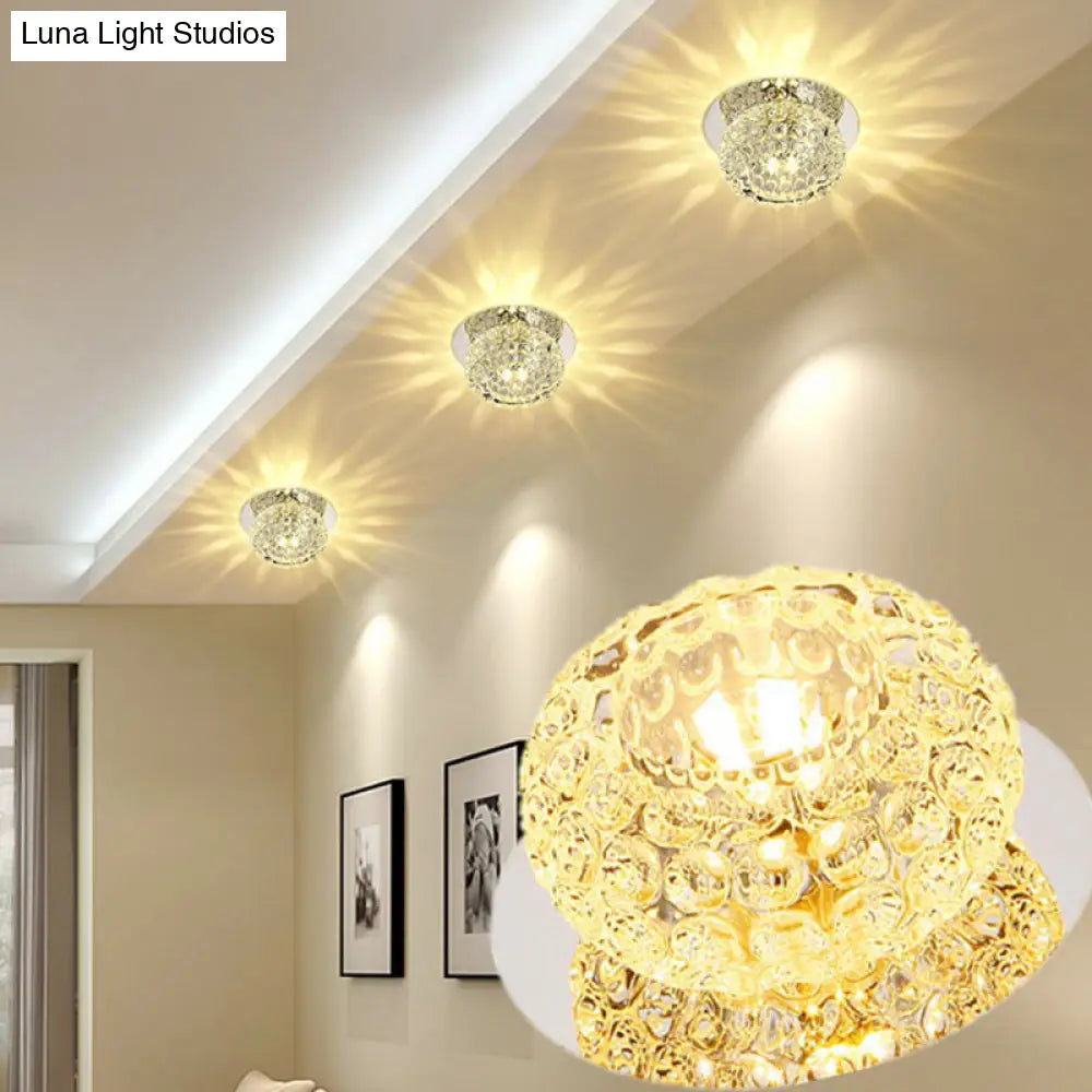 Crystal Led Flush Mount Ceiling Light - Contemporary Donut Design