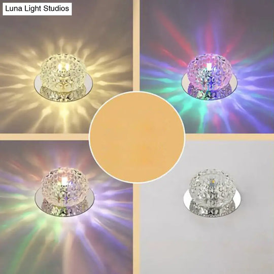 Crystal Led Flush Mount Ceiling Light - Contemporary Donut Design Clear / 3W Third Gear