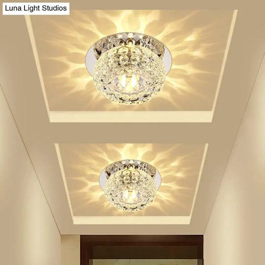 Crystal Led Flush Mount Ceiling Light - Contemporary Donut Design Clear / 3W Warm