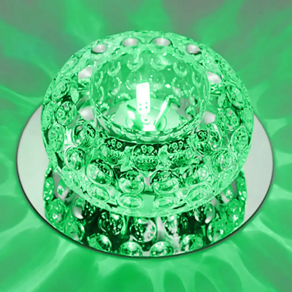 Crystal Led Flush Mount Ceiling Light - Contemporary Donut Design Clear / 3W Green