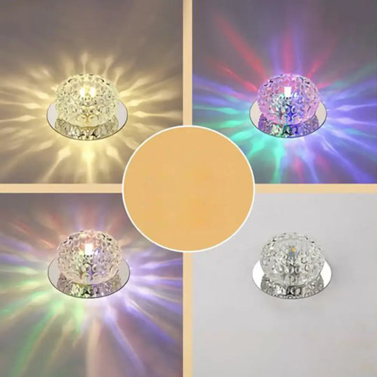 Crystal Led Flush Mount Ceiling Light - Contemporary Donut Design Clear / 3W Third Gear