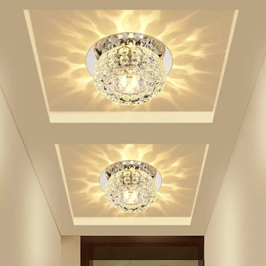 Crystal Led Flush Mount Ceiling Light - Contemporary Donut Design Clear / 3W Warm