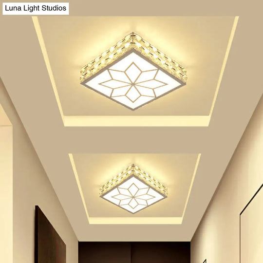 Crystal Led Flush Mount Ceiling Light - Modern Square Design White / 5W Warm
