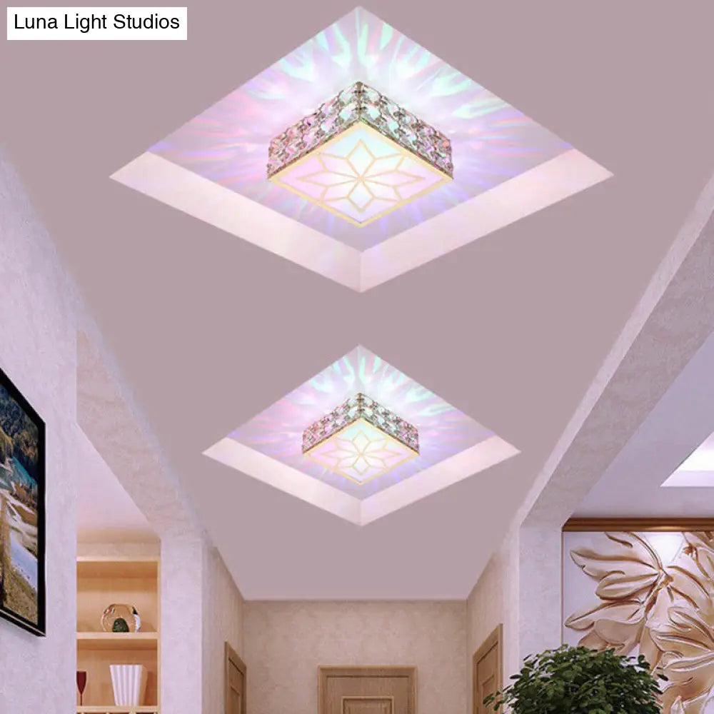 Crystal Led Flush Mount Ceiling Light - Modern Square Design