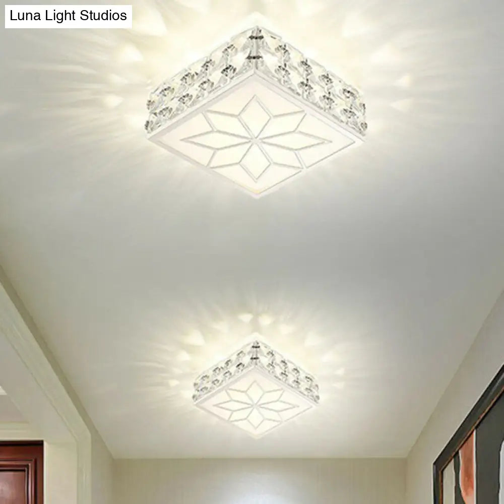 Crystal Led Flush Mount Ceiling Light - Modern Square Design