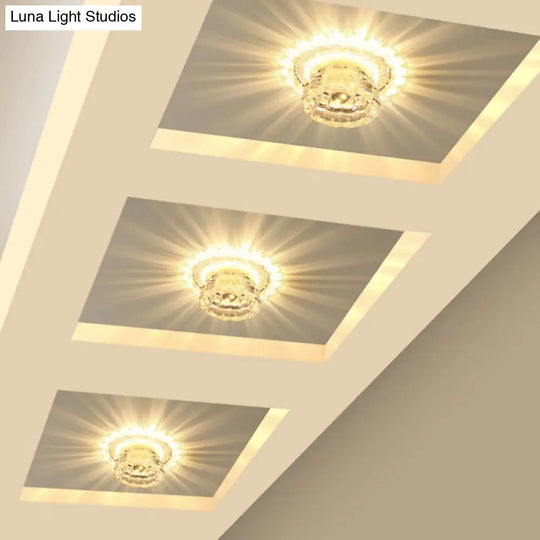 Crystal Led Flush Mount Ceiling Light: Simple Dome Recessed Lighting For Corridor