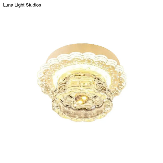 Crystal Led Flush Mount Ceiling Light: Simple Dome Recessed Lighting For Corridor